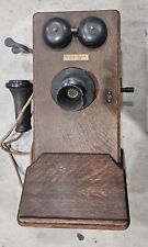 Antique Western Electric Telephone Oak Wall Mount Crank Phone Vintage  picture