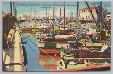 Linen~Little Naples~West~Fishermans Wharf~San Francisco~Boat Harbor~Vintage PC picture