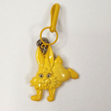 Vintage 1980s Plastic Bell Charm Bunny For 80s Necklace picture