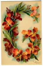 Vintage Postcard C. Klein Alphabet Letter G Signed Unposted Shaped w/ Flowers picture