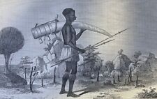 1860 Explorer Richard Burton in Central Africa illustrated picture