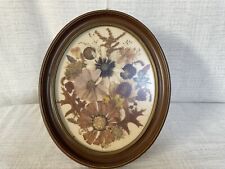 VINTAGE PRESSED FLOWERS IN OVAL FRAME HAND MADE picture