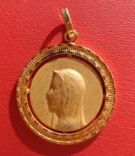 OUR BLESSED VIRGIN MARY RARE OLD BEAUTIFUL GOLD PLATED RELIGIOUS MEDAL PENDANT picture