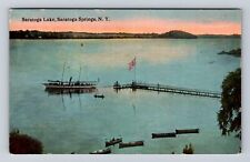 Saratoga Springs NY-New York, Saratoga Lake, Aerial, Antique, Vintage Postcard picture