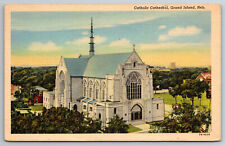 Vintage Postcard NE Grand Island Catholic Cathedral Aerial View ~6781 picture