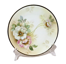 Vintage Hand Painted Porcelain Plate Pink Flower Prussian Germany picture