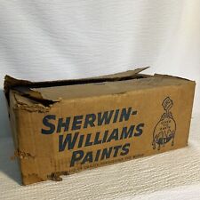 1940s Sherwin Williams Empty Box Enameloid White 13x9x5in Brown w Blue Printing picture