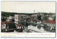 1907 View From South Page St. Lake River Building Stoughton Wisconsin Postcard picture