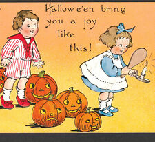 Tuck Series 188 -JOL 1912 May Halloween Bring You A Joy Boy Girl Mirror PostCard picture