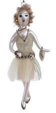 Vintage Ladies with Elegance Collection Glass Ornament Gold Dress w/ Original Bo picture