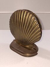 Vintage Pair Solid Brass Clam Sea Shell Book Ends Nautical Bookends Lot Of 2 picture