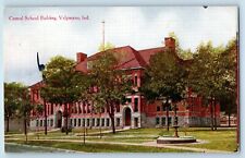 Valparaiso Indiana IN Postcard Central School Building Exterior View Trees 1910 picture