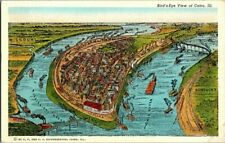 1930'S. BIRDS EYE VIEW OF CAIRO, ILL. MAP POSTCARD. picture