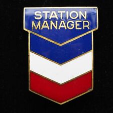 VTG 60s Chevron Station Manager Uniform Pin Enameled Brass Inlay picture