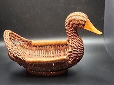 Vintage Small Wicker Trinket Duck Basket picture
