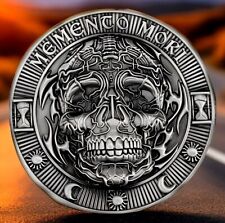 🔥Memento Mori Stoic Philosophy Antique Silver 3D Skull Reminder Challenge Coins picture