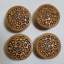 VINTAGE ~ Wood Art accented Round Button ~ Lot/4 ~ ⅞