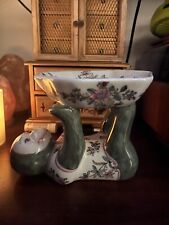 Vintage Ceramic Chinoiserie Oriental Monkey Holding Bowl Soap Dish Hand Painted picture