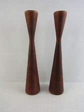 Pair Vintage Baribocraft Mid-Century Modern Wood Candlestick Candle Holder 1960s picture