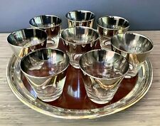Vitreon Queen's Lusterware Silver Fade Ombre Old Fashioned 8 PCS Set 60's VTG picture
