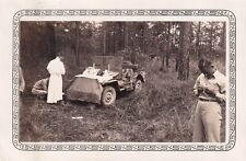Original WWII Photo NAMED CHAPLAIN 110th INFANTRY 28th DIVISION MASS JEEP 278 picture