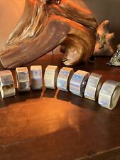 Studio Pottery Clay Napkin Rings Holders Set 8 Hand Made Blue Purple Cream 2” picture