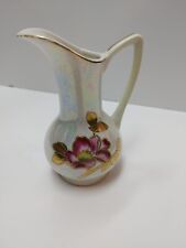 Vintage Pearlescent Porcelain Hand Painted Lusterware Pitcher 5