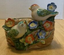 VTG Occupied Japan Birds & Flowers Planter Ceramic Hand-painted Vibrant Colors picture
