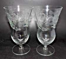 2 Glastonbury Lotus Arlington 12oz Ice Tea Glasses Goblets 6 1/8
