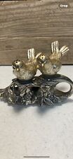 Vintage  Mcm Lovebirds On A Rose Branch Metal Salt And Pepper Shakers picture