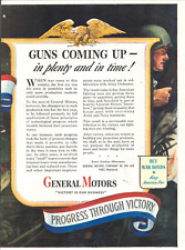 1943 WWII GENERAL MOTORS vintage print ad Buy US War Bonds victory guns GM picture