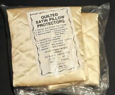 Vintage Quilted Satin Pillow Protectors Standard Zippered Ivory TWO New NIP picture