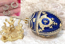 Something Blue Newlywed Faberge Egg Imperial  Faberge + Gold Wreath SET Fabergé picture