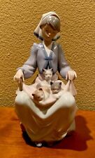Lladro 5739 Lap Full of Love Girl Three Kittens Cat Porcelain MINT...No Box. picture