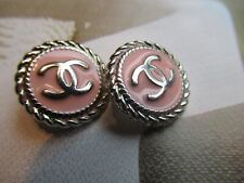 Chanel 2 buttons LIGHT PINK with SILVER tone metal 16mm  picture