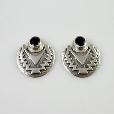 Handmade Native American Sterling Silver Black Onyx Post Earrings  picture