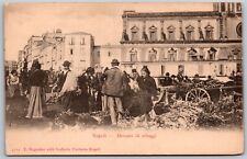 Vtg Napoli Mercato di Erbaggi Market Scene Naples Italy 1905 View Postcard picture