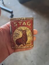 VINTAGE ADVERTISING  EMPTY STAG TALL  VERTICAL POCKET TOBACCO TIN picture
