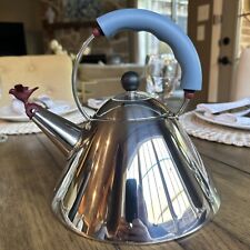 Michael Graves ALESSI Stainless Steel Kettle Bird Blue Handle ITALY Great Cond picture