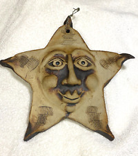 VINTAGE WHIMSICAL HANDMADE POTTERY STAR WALL ART - SIGNED BY ARTIST - 8 1/4