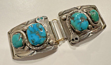 Vintage Effie C Zuni Sterling Silver & Turquoise Watch Tips ~20 Grams *READ DESC picture