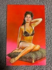 1950s You Like My Earrings Bathing Beauty in Bikini Pin Up Postcard picture