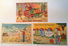 Vintage Lot of 3 Comic Linen Postcards Chelmow Humor Fun picture