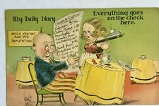 Waitress And Restaurant Patron.  Funny Vintage Postcard picture