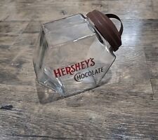 Vintage Hershey’s Chocolate Hexagon Glass Candy Cookie Jar w Bronze Color Lid picture