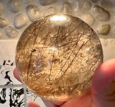 Smokey quartz crystal sphere with tourmaline- light stand included-  picture