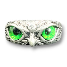 Green Eyed Owl Head Ring Size 8 Following Eye Gothic Silver Tone Bird Lover Gift picture