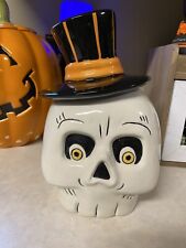 Transpac Halloween HomeGoods Skull Cookie Jar Canister by Shelly Comiskey NEW picture