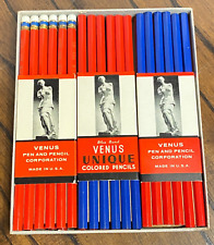 Vintage Lot of Venus Unique Colored Pencils Red & Blue 1211 7 Red 1207 picture