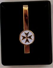  Knights of St John Malta. Gold Circle White & Black Tie Clasp 18 Crt Gilt Plate picture